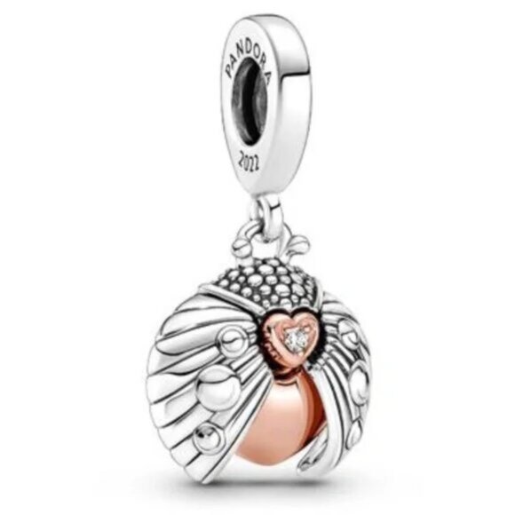 Pandora Silver and Rose Gold Heart Charm Bracelet - Picture 1 of 4